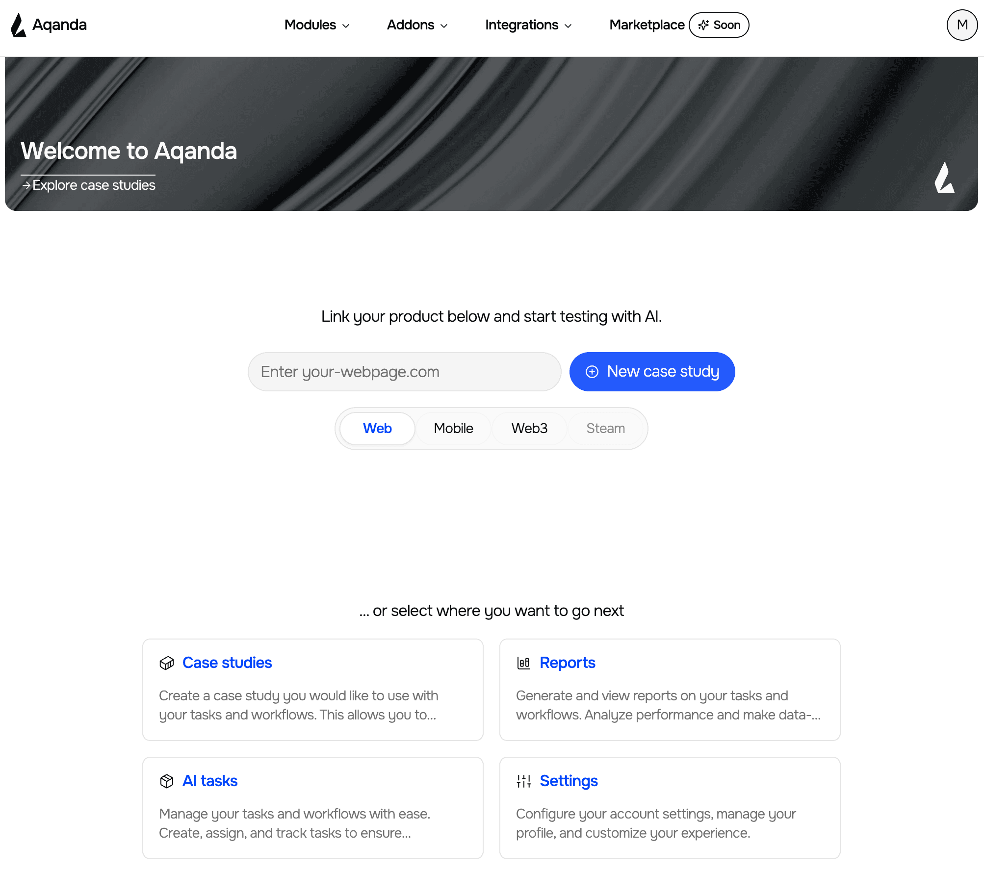 Aqanda Dashboard